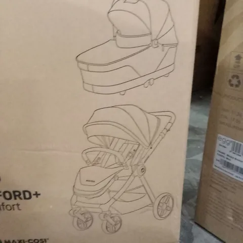 BOXED MAXI-COSI OXFORD COMFORT STROLLER AND CARRYCOT - TWILLIC BLACK
