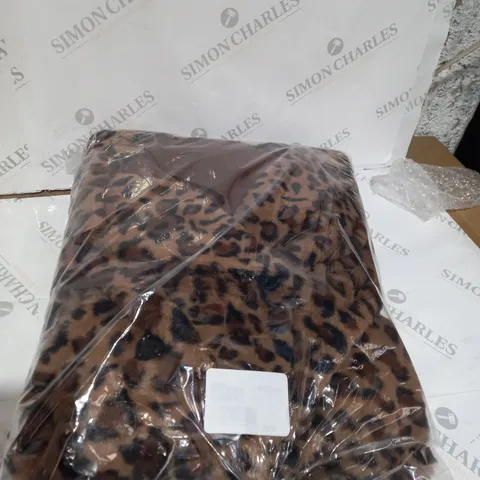 HELENE BERMAN DOUBLE BREASTED FAUX FUR COAT LEOPARD SIZE 16