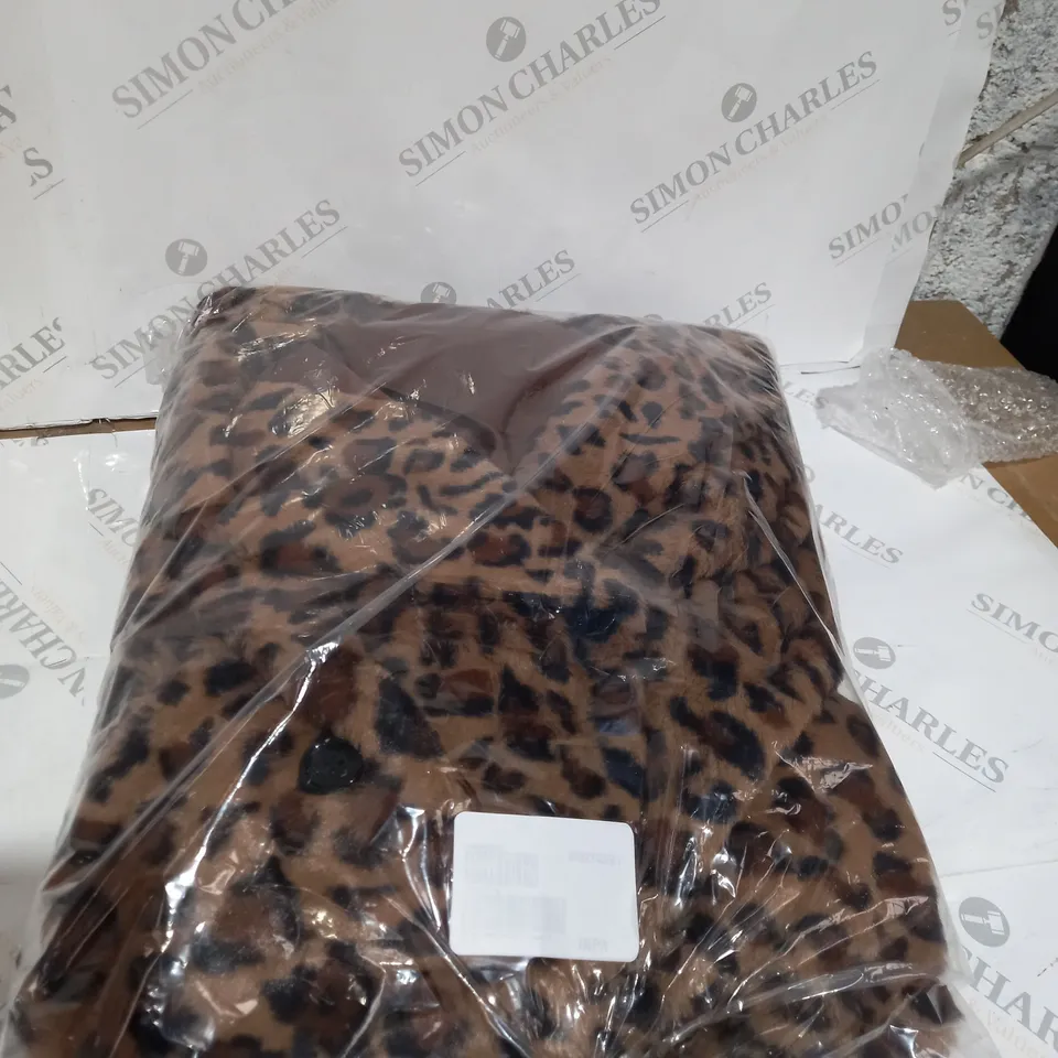 HELENE BERMAN DOUBLE BREASTED FAUX FUR COAT LEOPARD SIZE 16