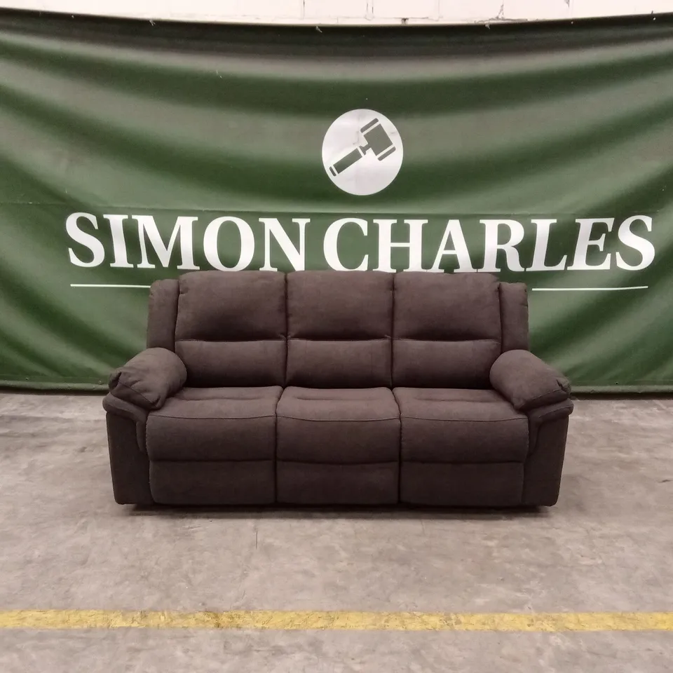 ALBION FABRIC 3 SEATER HIGH BACK MANUAL RECLINER SOFA - CHARCOAL RRP £749