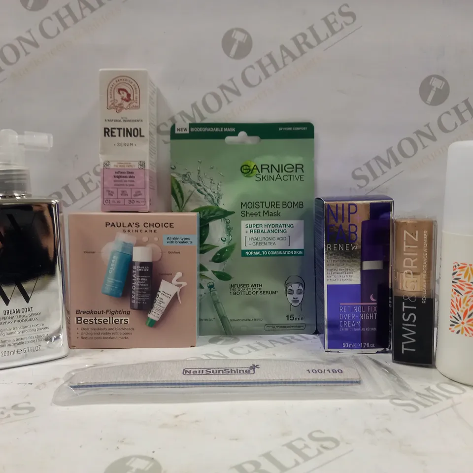 LOT TO CONTAIN APPROXIMATELY 20 ASSORTED WOMEN'S BODY CARE PRODUCTS, INCLUDES MAKEUP, FACE MASKS, AND RETINOL FIX 