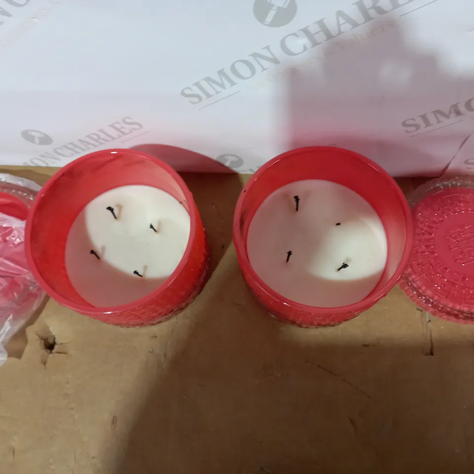 HOMEWORX BY HARRY SLATKIN SET OF 4 WICK EMBOSSED MONOGRAM GLASS CANDLES