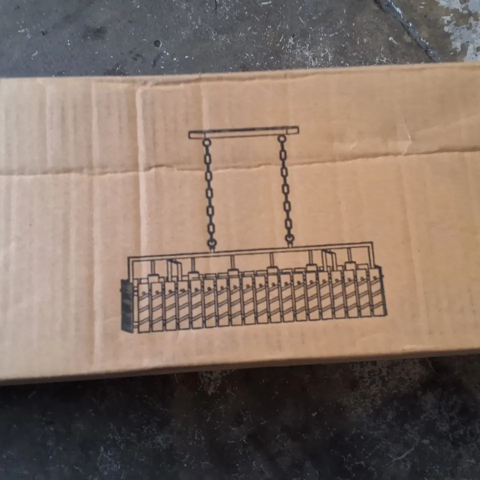 PALLET OF ASSORTED HOUSEHOLD ITEMS TO INCLUDE BOXED OFFICE CHAIR, GIBBON BALANCE BOARD AND CHANDELIER 