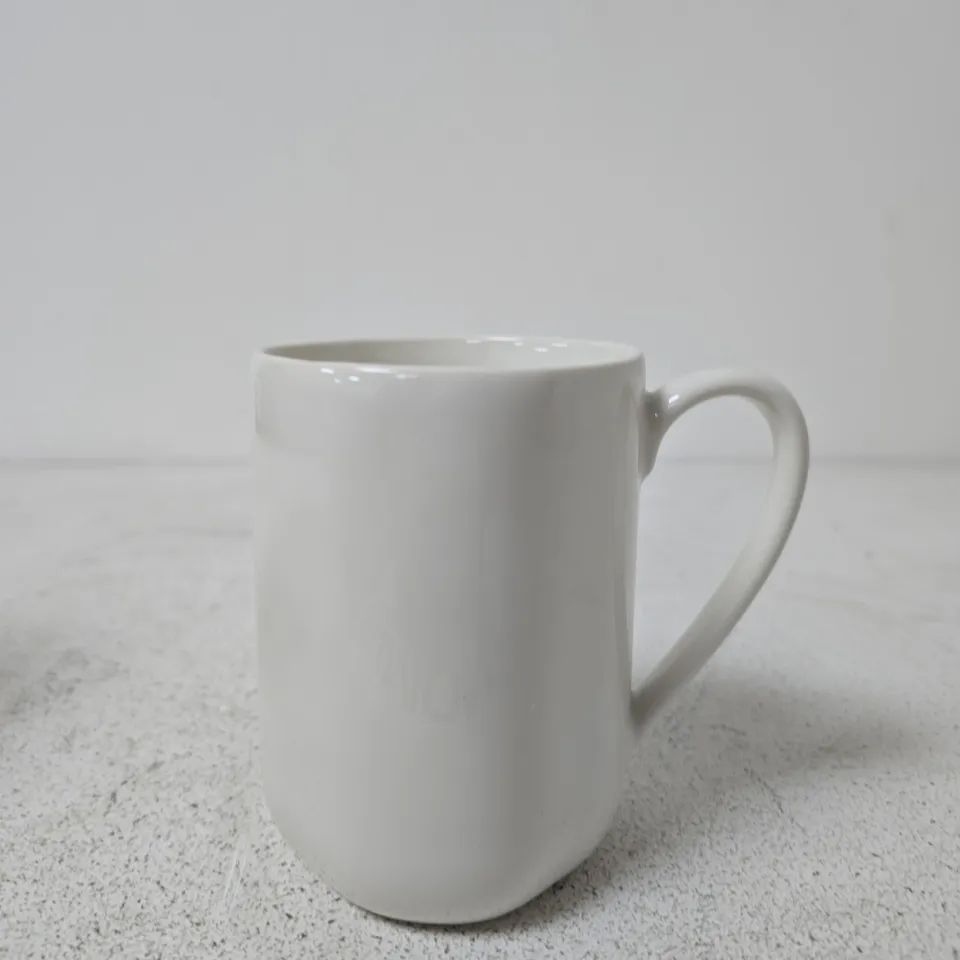 SET OF 4 WHITE CERAMIC MUGS, BOXED