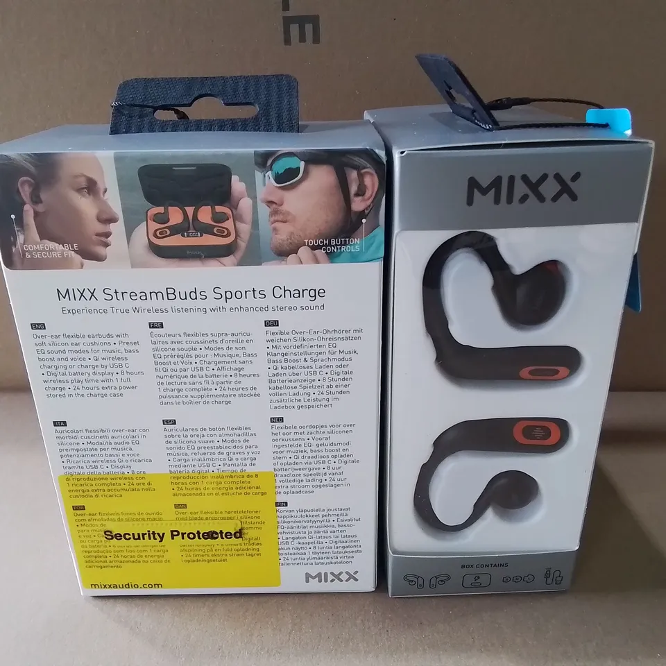 LOT OF 2 BOXED BRAND NEW MIXX STREAMBUDS SPORTS CHARGE EARBUDS