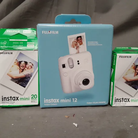 BOXED FUJIFILM INSTAX MINI 12 INSTANT CAMERA + 2 FILM REFILL PACKS