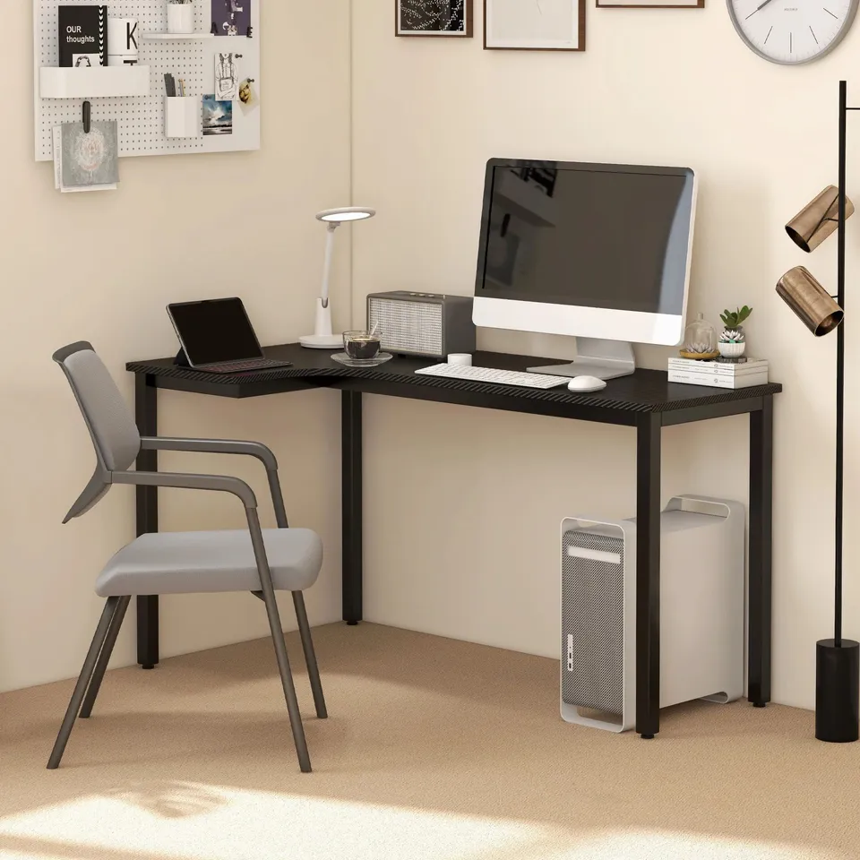 BOXED CORNER METAL BASE COMPUTER DESK