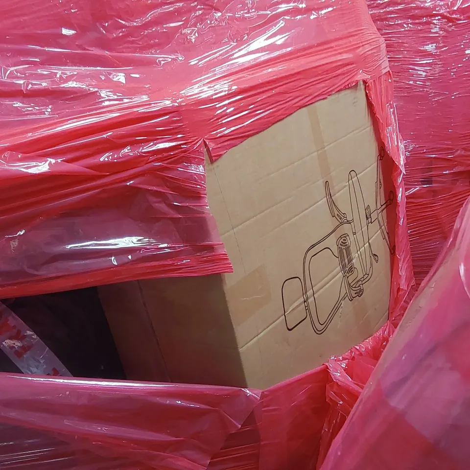 PALLET OF ASSORTED ITEMS INCLUDING: OFFICE CHAIRS, DISH DRYING RACK ECT