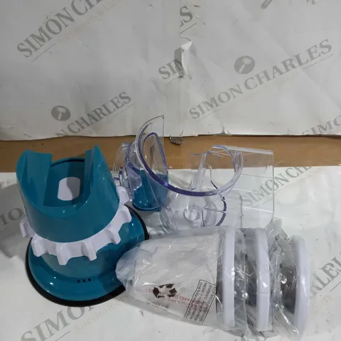 BOXED COOK'S ESSENTIALS SPEED GRATER & SLICER WITH SUCTION BASE IN TEAL