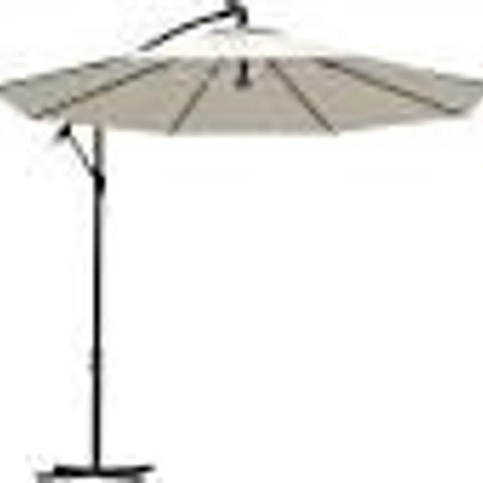 BOXED OUTSUNNY 3M BANANA UMBRELLA PARASOL-CREAM WHITE