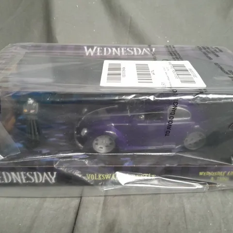 WEDNESDAY VOLKSWAGEN BEETLE 1:24 SCALE DIE CAST VEHICLE WITH FIGURE