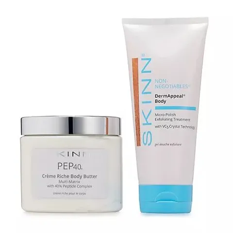 SKINN BODY TREATMENT DUO: CREME RICHE BODY BUTTER + MICRO POLISH EXFOLIATING TREATMENT