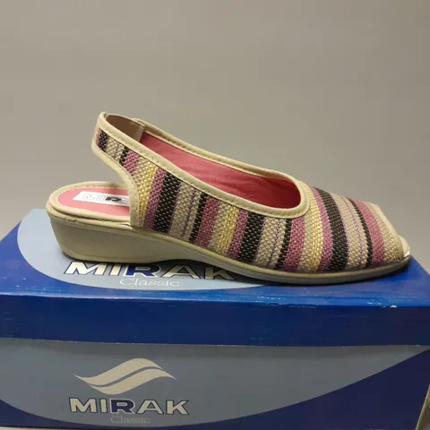 BOXED MIRAK CLASSIC OPEN TOE SLIP ON SANDLES IN CARLA RED SIZE 39