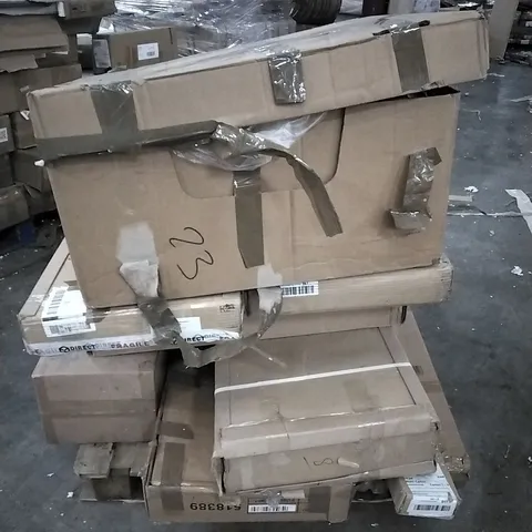 PALLET OF HOUSEHOLD ITEMS TO INCLUDE BAMBOO SHOE RACK,SIDEBOARD WITH DRAWERS AND COFFEE MACHINE ETC...