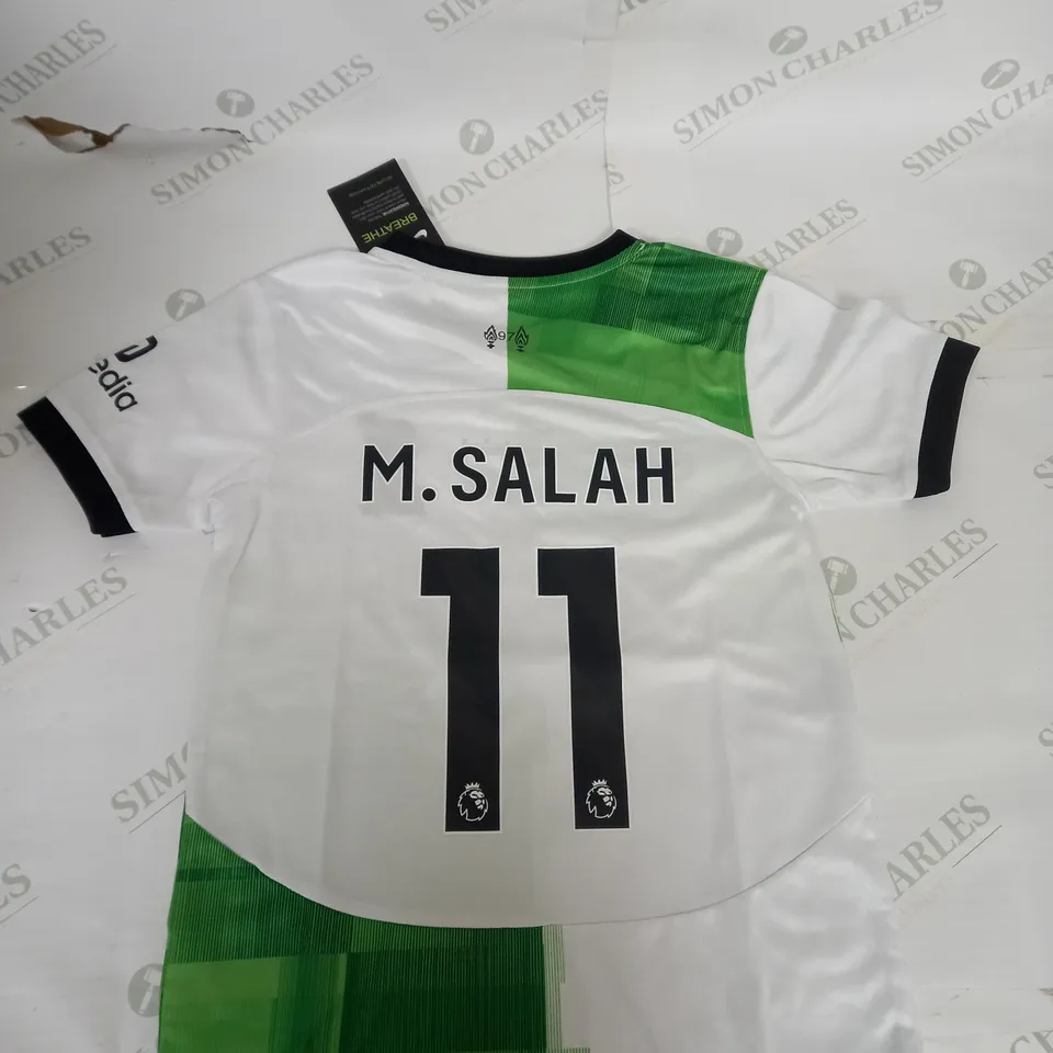 LIVERPOOL FC AWAY SHIRT AND SHORTS WITH M.SALAH 11 SIZE 22