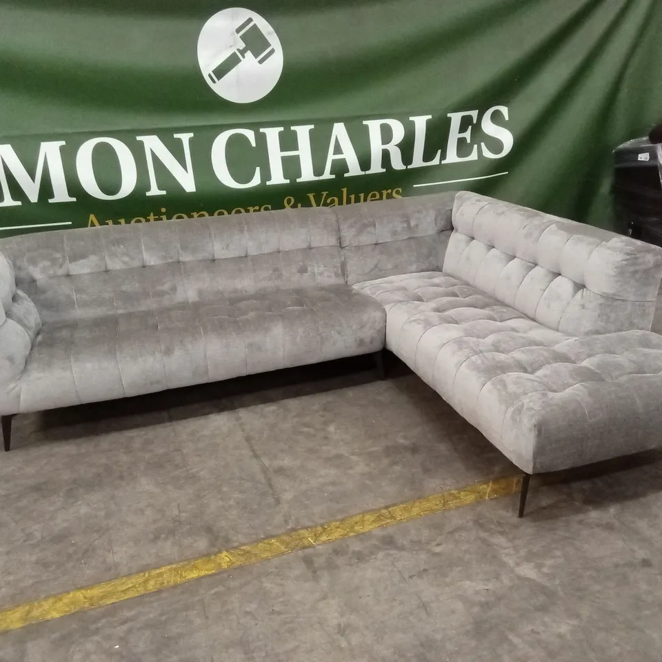 QUALITY DESIGNER MONTREAL GREY VELVET CORNER GROUP SOFA