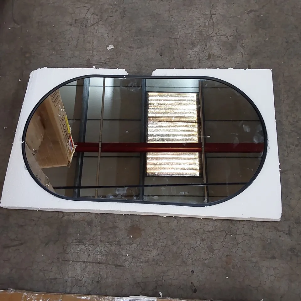 BOXED OVAL METAL WALL MIRROR - BLACK (1 BOX)