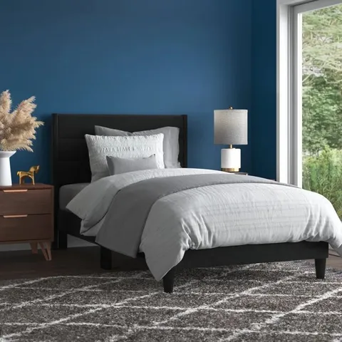 BOXED SCARLETT UPHOLSTERED PLATFORM DOUBLE BED 