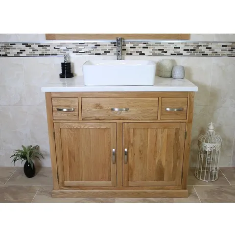 BOXED DESMOND 1000mm SINGLE BATHROOM VANITY WITH VESSEL CERAMIC BASIN (3 BOXES)