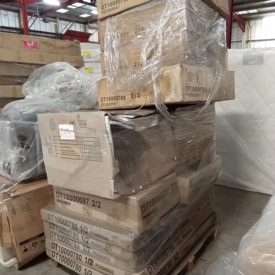 PALLET OF ASSORTED DESIGNER FURNITURE PARTS AND PIECES 