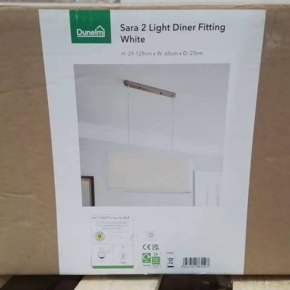 BOXED SARA 2 LIGHT FITTING WHITE 