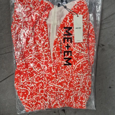 ME+EM LONDON CHEESCLOTH MONO PAISLEY PRINT MAXI DRESS – ORANGE/WHITE, UK 6