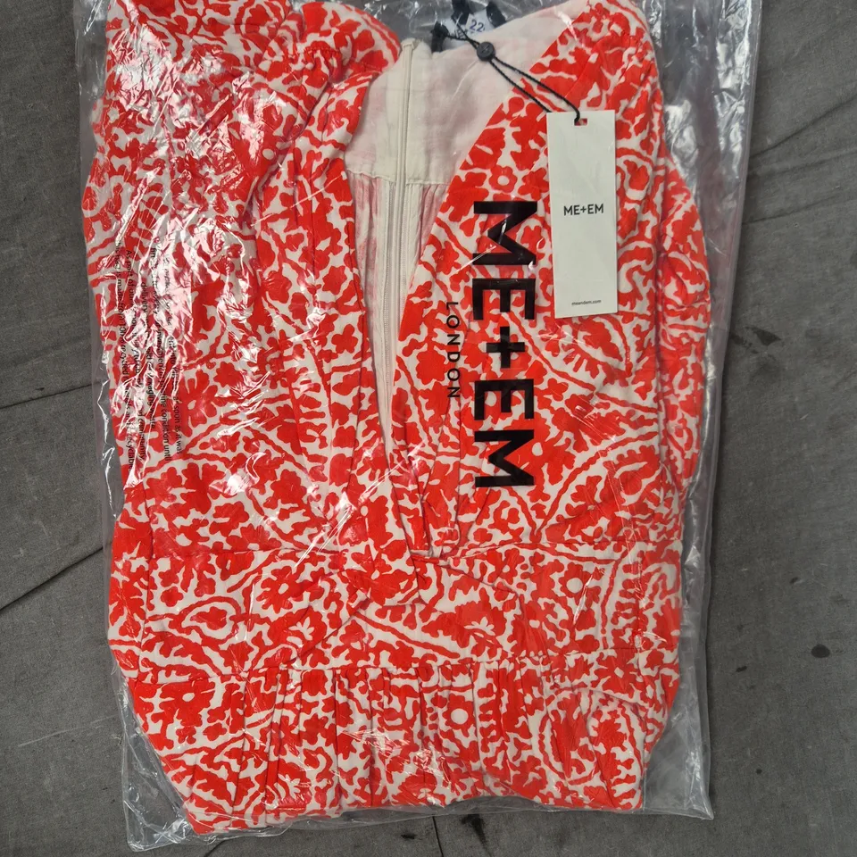 ME+EM LONDON CHEESCLOTH MONO PAISLEY PRINT MAXI DRESS – ORANGE/WHITE, UK 6