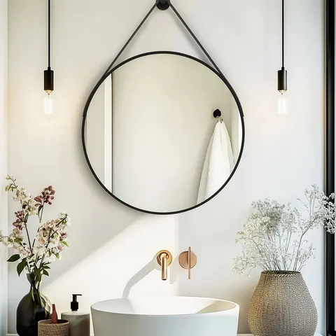 BOXED WALL MIRROR, ALUMINIUM ROUND MIRROR 