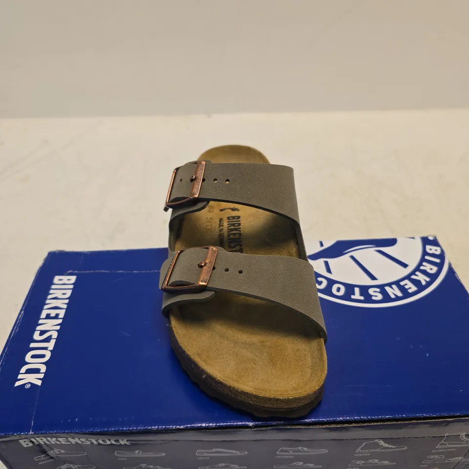 BIRKENSTOCK ARIZONA SANDALS, STONE/GRAY, UK 3 (EU 36) – BOXED