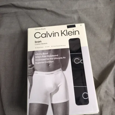 CALVIN KLEIN ICON COTTON STRETCH BOXER BRIEFS – MEN'S BOXER BRIEFS, SIZE M