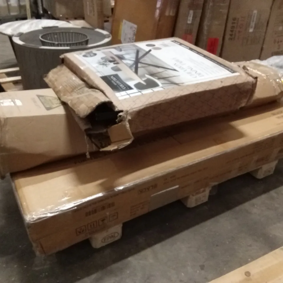 PALLET OF ASSORTED DESIGNER DINING TABLE PARTS AND PIECES