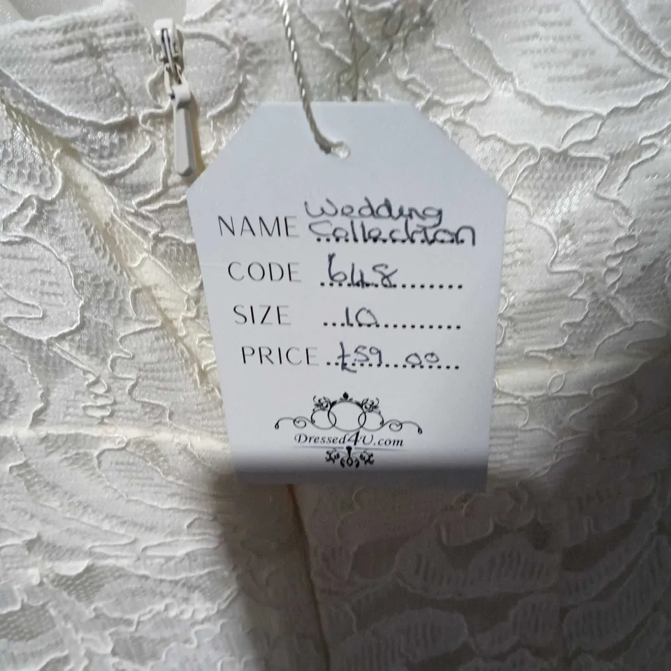 DRESSED4U LACE WEDDING DRESS, UK SIZE 10, SATIN WAIST RIBBON