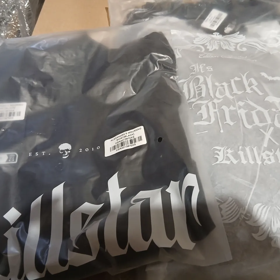 APPROXIMATELY 23 BRAND NEW KILLSTAR CLOTHING PRODUCTS TO INCLUDE; ALEXANDRAS MOURNING SHIRT AND ZOSIME JACKET