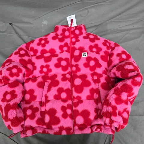 LUCY & YAK PALOMA BORG PUFFER IN PINK BUBBLE FLORAL - SMALL