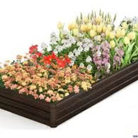 BOXED 240 X 120 X 30 CM METAL RAISED GARDEN BED WITH OPEN-ENDED BASE-BROWN