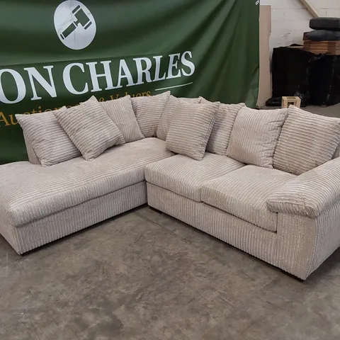 QUALITY DESIGNER AMALFI FABRIC UPHOLSTERED SCATTERBACK CORNER CHAISE SOFA