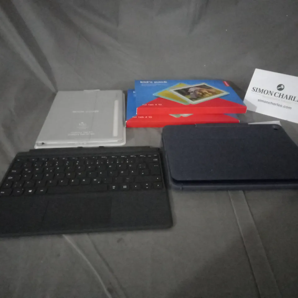 BOX OF 5 ASSORTED ITEMS TO INCLUDE: LENOVO KIDS PACK X 2, SAMSUNG BOOK COVER ETC
