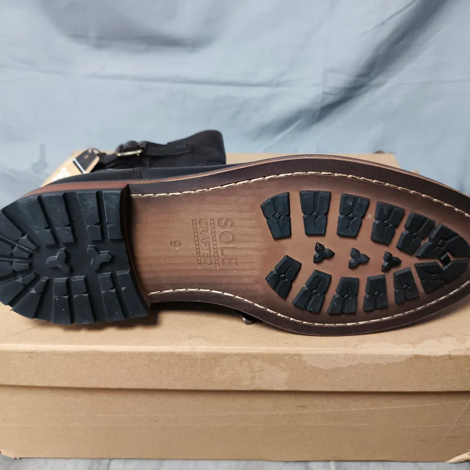 BOXED PAIR OF SOLE CRAFTED OILERBN BOOTS IN BROWN - SIZE 9