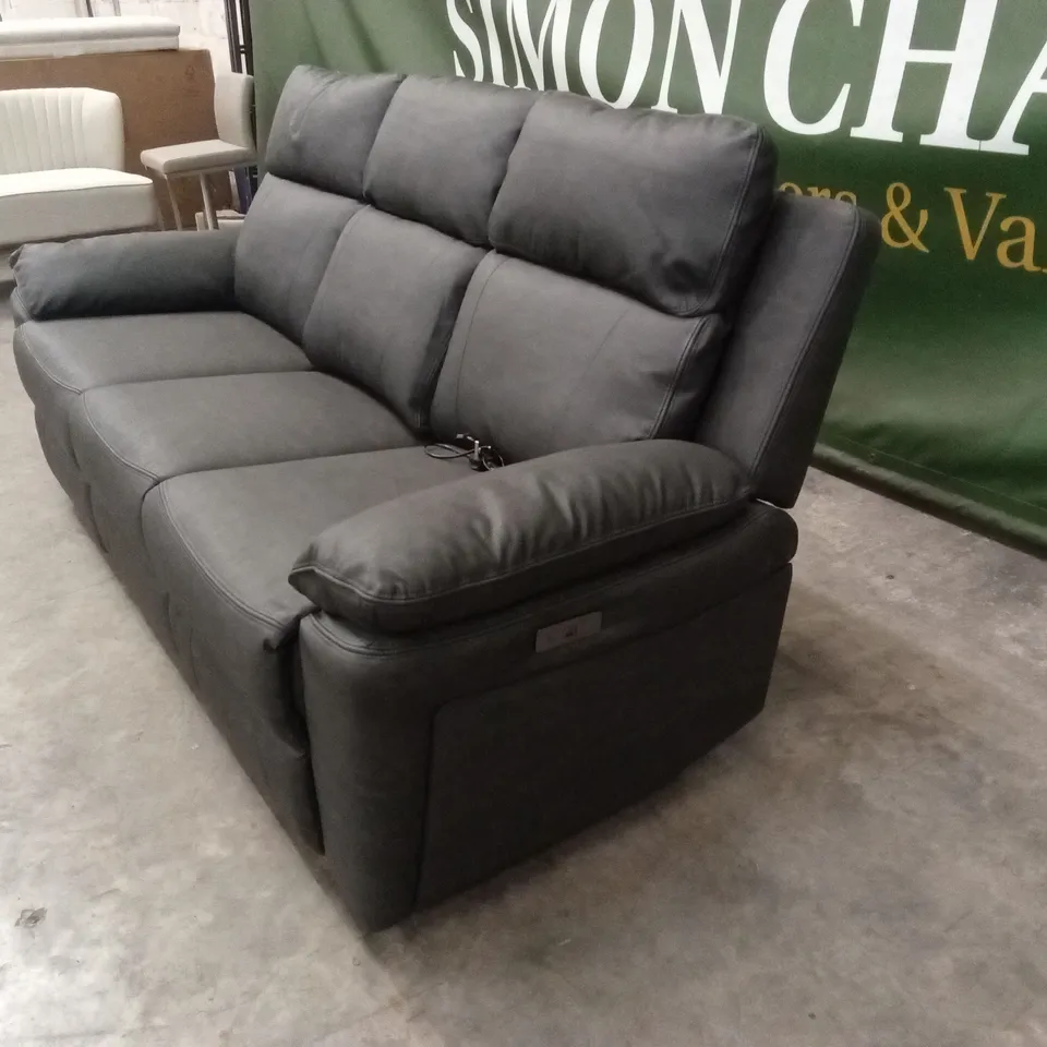 17 STORIES LEATHER 3 SEATER ELECTRIC RECLINER SOFA WITH FOLD-DOWN CENTRE