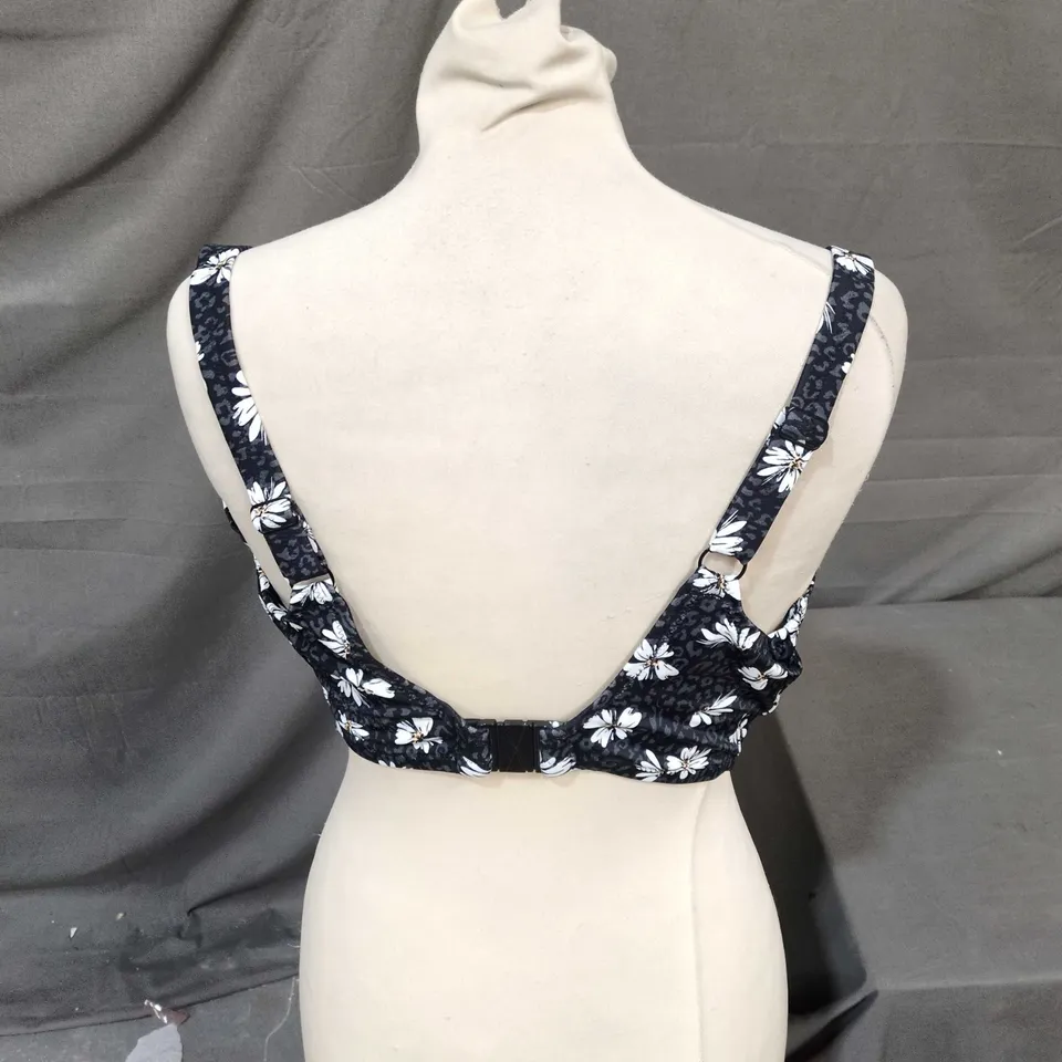 ELOMI FLORAL PRINT SWIM TOP – NAVY WITH WHITE FLOWERS, UK 34J