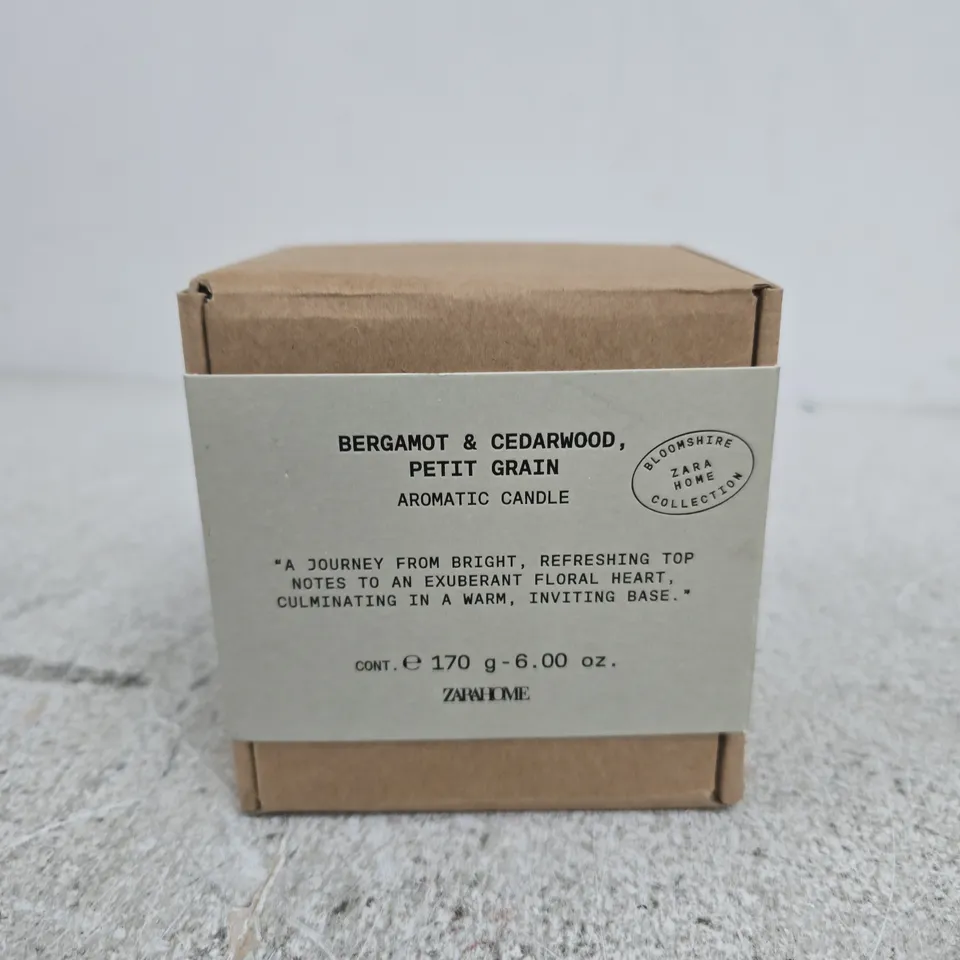 BOXED BERGAMOT & CEDARWOOD PETIT GRAIN AROMATIC CANDLE – 170G (ZARA HOME COLLECTION)