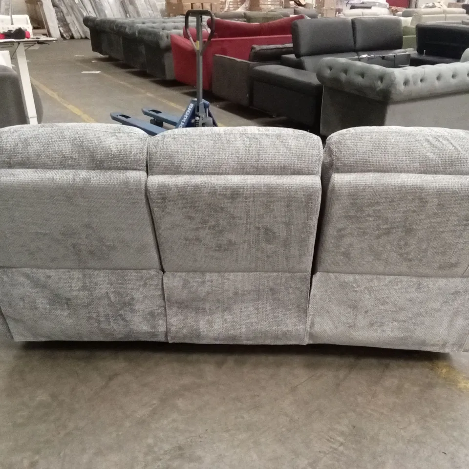 ALBION CHUNKY WEAVE 3 SEATER HIGH BACK MANUAL RECLINER SOFA - GREY RRP £679