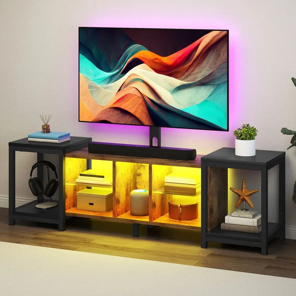 BOXED 70" TV STAND, 104-174cm ADJUSTABLE TV UNIT WITH TV MOUNTING BRACKET (1 BOX)