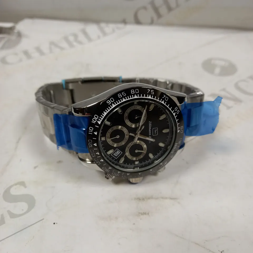 MENS ZIHLMANN & CO Z400 WATCH – MULTI FUNCTION MOVEMENT – STAINLESS STEEL STRAP – BLACK DIAL – 3ATM WATER RESISTANT