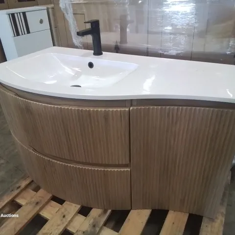 DESIGNER 1-DOOR 2-DRAWER WOOD-EFFECT BATHROOM SINK UNIT
