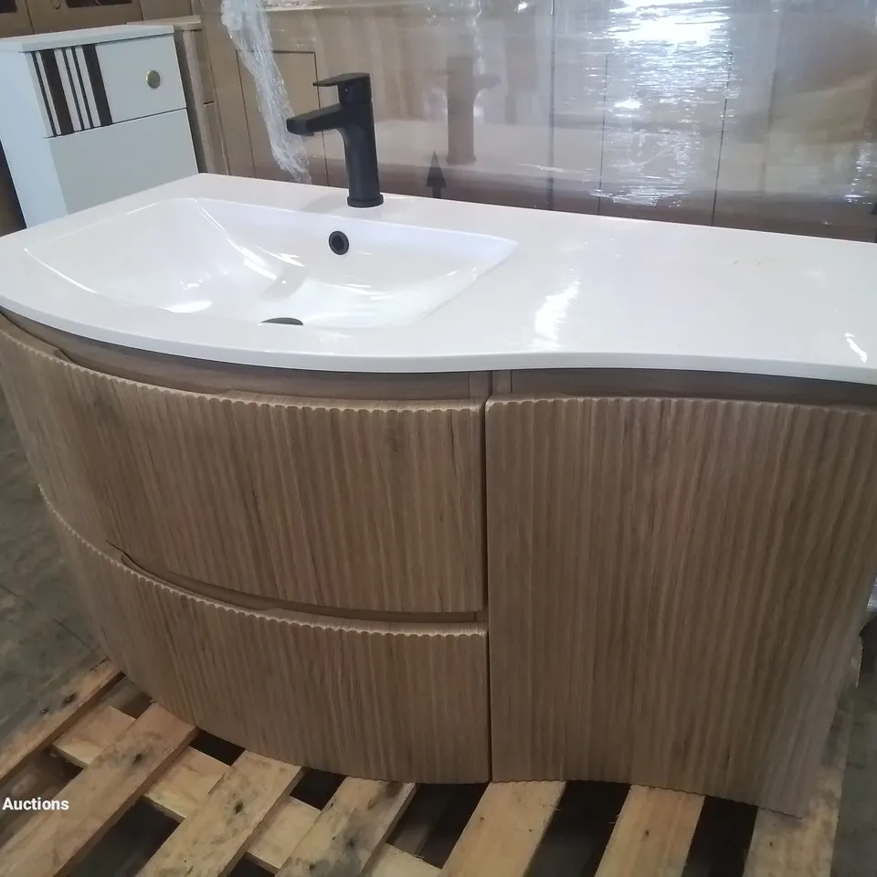 DESIGNER 1-DOOR 2-DRAWER WOOD-EFFECT BATHROOM SINK UNIT 