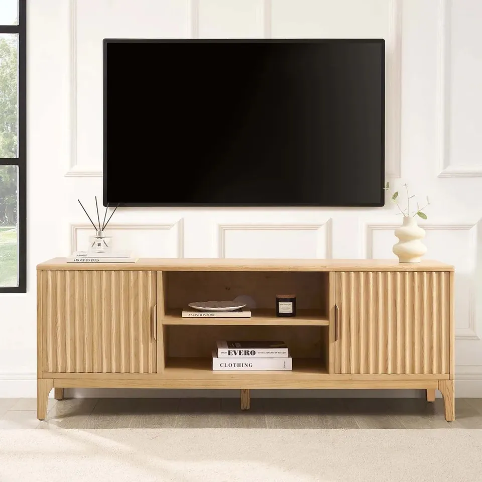 BOXED DUSK ELENA TV UNIT FOR TVS UP TO 60" - LIGHT WOOD - WOOD VENEER (1 BOX)