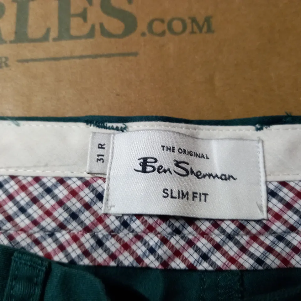 BEN SHERMAN SLIM FIT TROUSERS - GREEN SIZE 31R