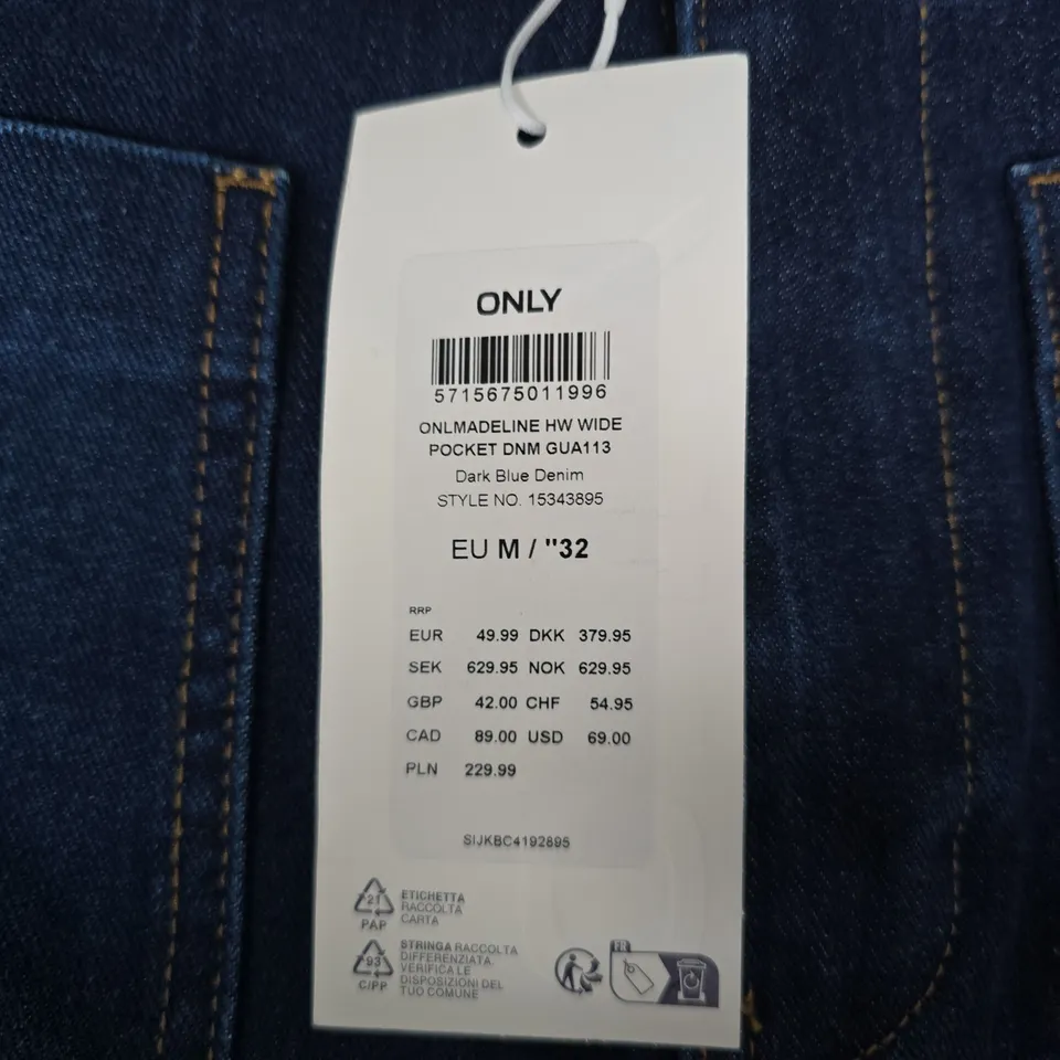ONLY MADELINE WIDE-POCKET DARK BLUE DENIM JEANS – EU M / 32