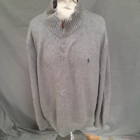 POLO RALPH LAUREN 1/2 ZIP KNIT SWEATER IN GREY SIZE XXL